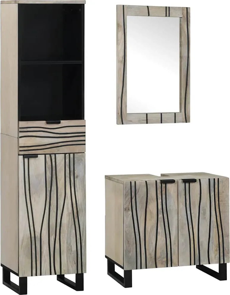 vidaXL Set de mobilier pentru baie cu sertar 3 pcs Alb Lemn compozit