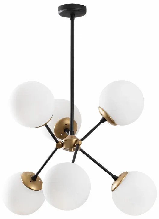 Lustra Gondol - 1122, 6 Becuri, Soclu E27, Max 40W, Culoare Negru / Alb