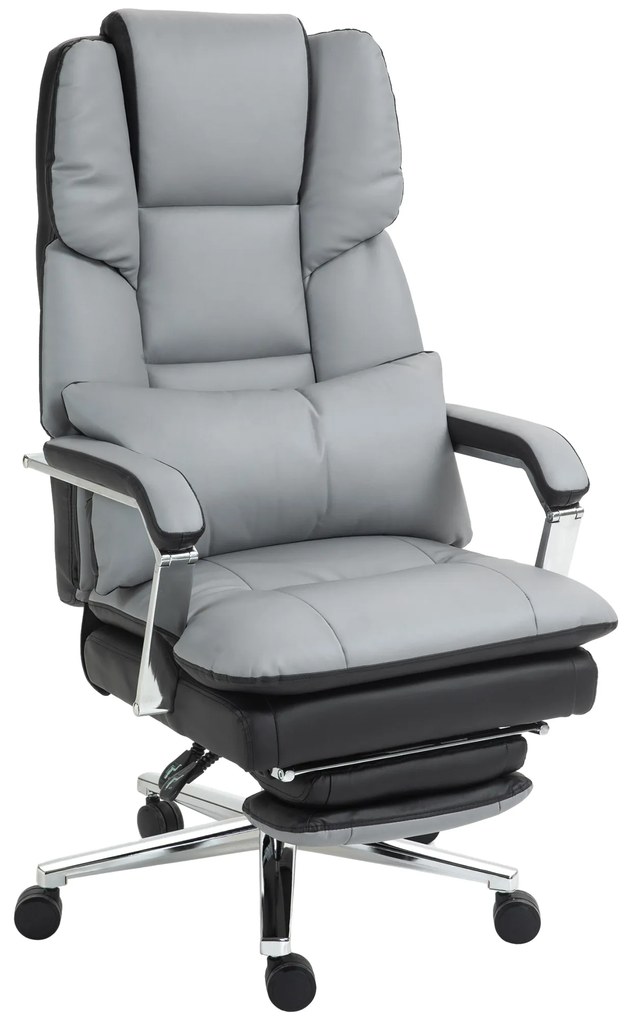 HOMCOM Scaun de birou, ergonomic, reglabil, 63x71x123-129cm, Gri deschis/Negru | Aosom Romania