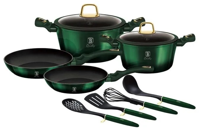 Set oale marmorate cu capace 10 piese Emerald Collection Berlinger Haus BH 7039