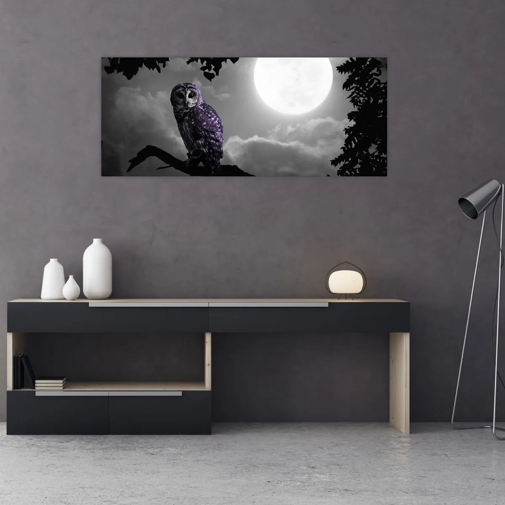 Tablou - Bufniță de noapte, bufniță mov (120x50 cm)