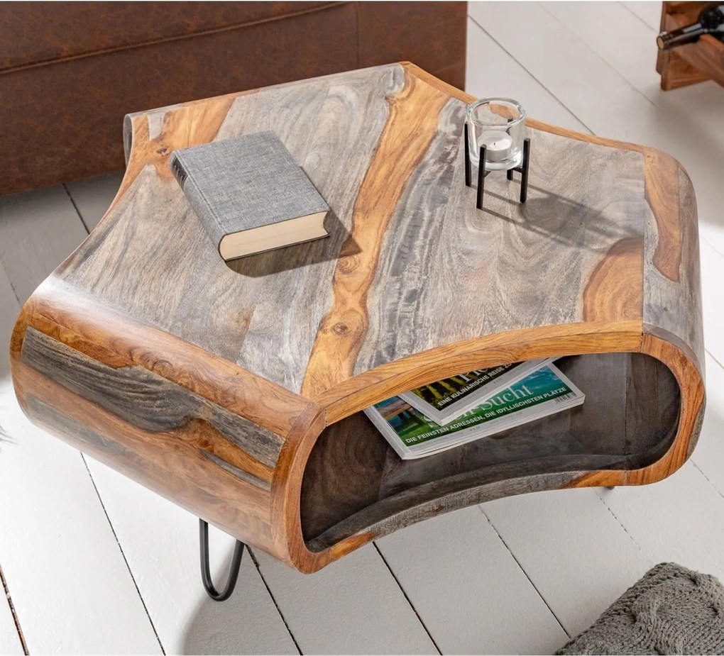 Masuta design deosebit Organic Living 60cm Sheesham gri A-39753 VC