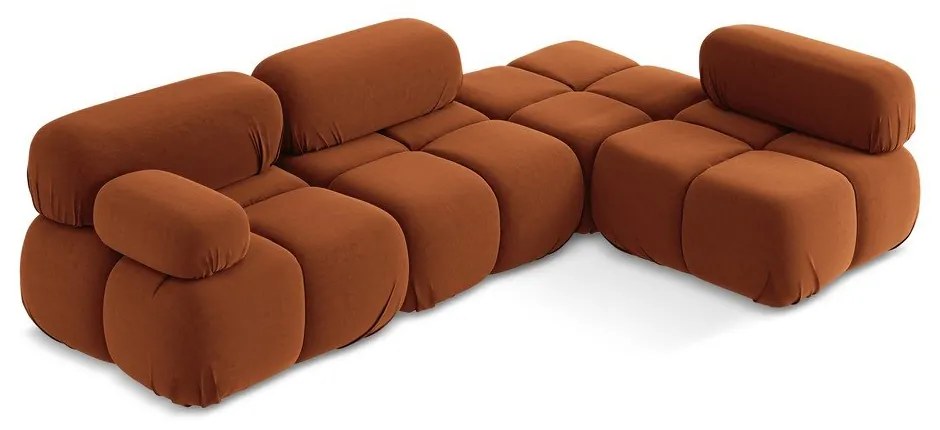 Colțar modular portocaliu cu tapițerie din catifea (cu colț pe partea dreaptă) Lokua – Makamii