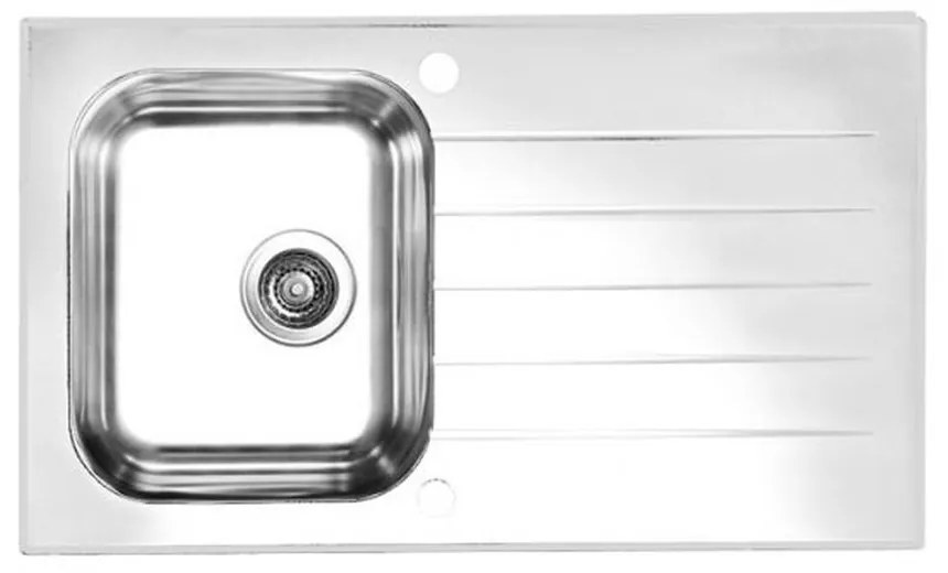 Chiuveta bucatarie inox si sticla alba Alveus Glassix 10 Alb