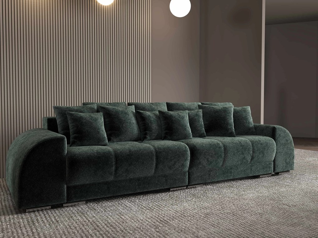 Canapea extensibilă dumonde cu 2 lăzi de depozitare si sezut confortabil din spuma high-density, Verona Euphoria Green 310x100 cm