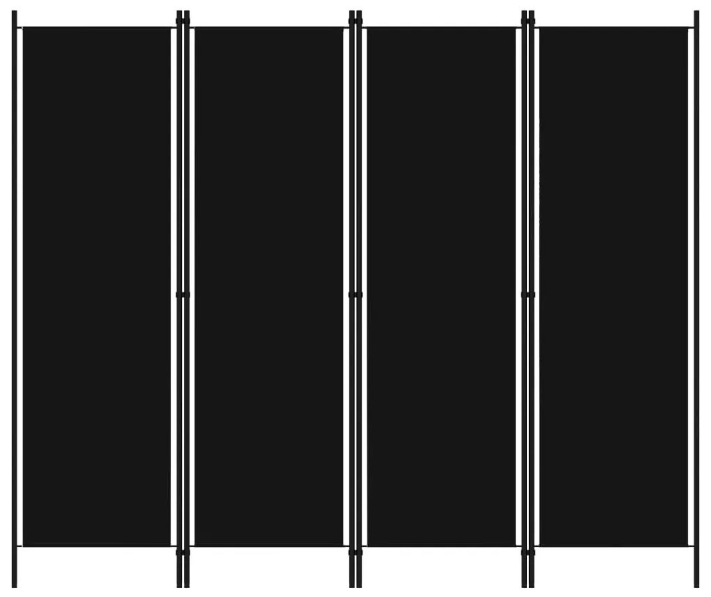 320722 vidaXL Paravan de cameră cu 4 panouri, negru, 200 x 180 cm