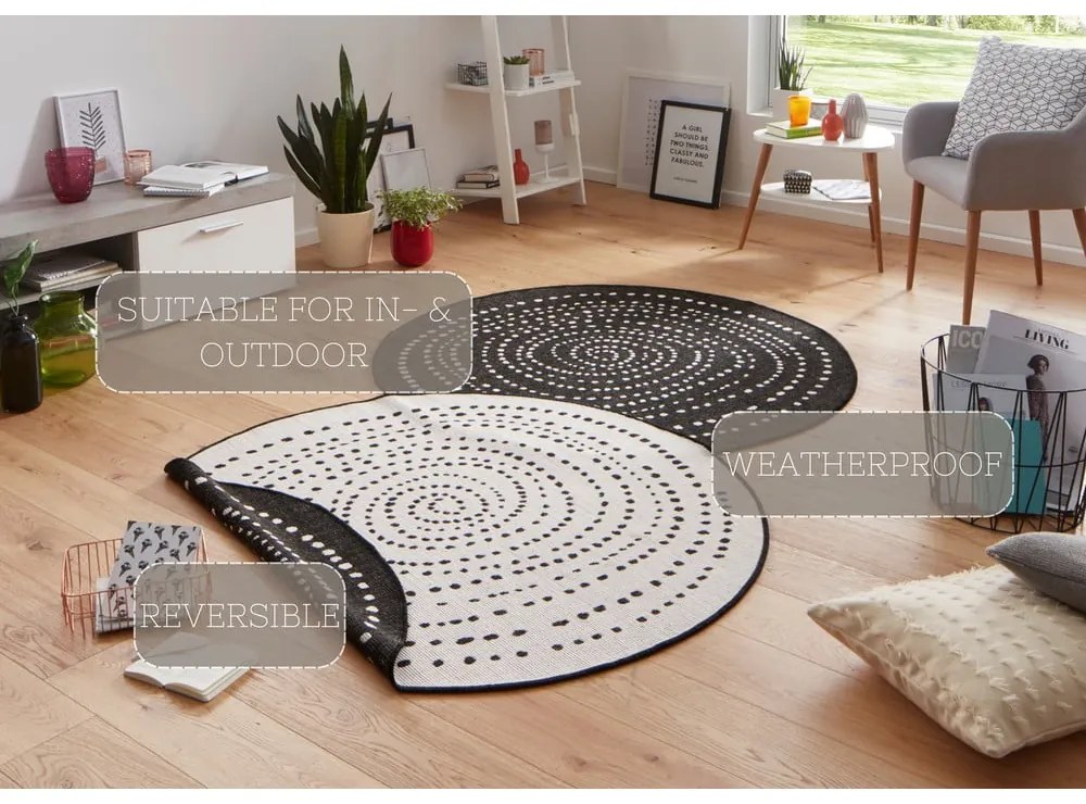 Covor pentru exterior NORTHRUGS Bali, ⌀ 140 cm, negru