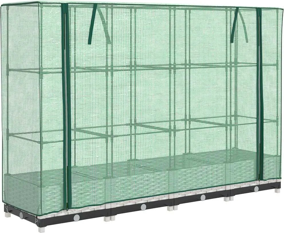 vidaXL Strat înălțat cu husă de seră, aspect ratan, 160x40x123 cm