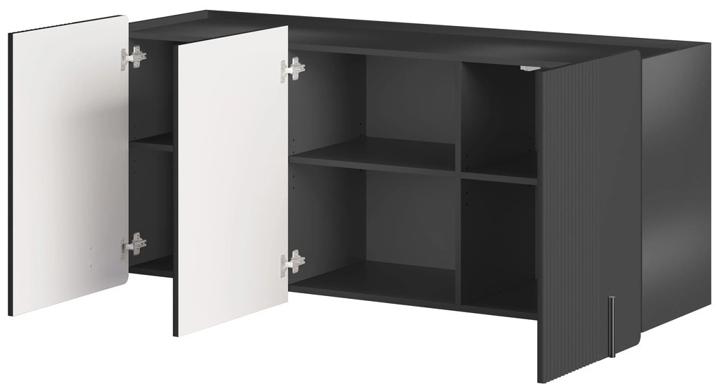 Comodă suspendată Malmi 150 cm cu trei uși - negru mat / negru