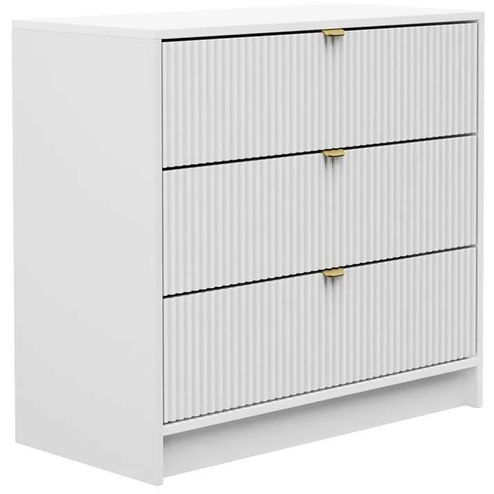 Comodă Rozoma 3SZ (Alb velvet + auriu) . Promo -17%. 1103673