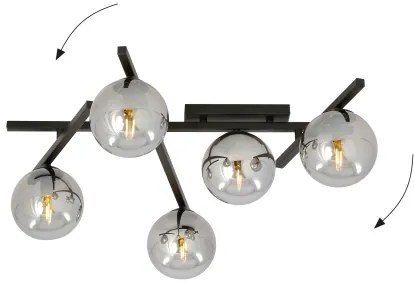 Plafonieră SMART 5xE14/10W/230V negru/gri