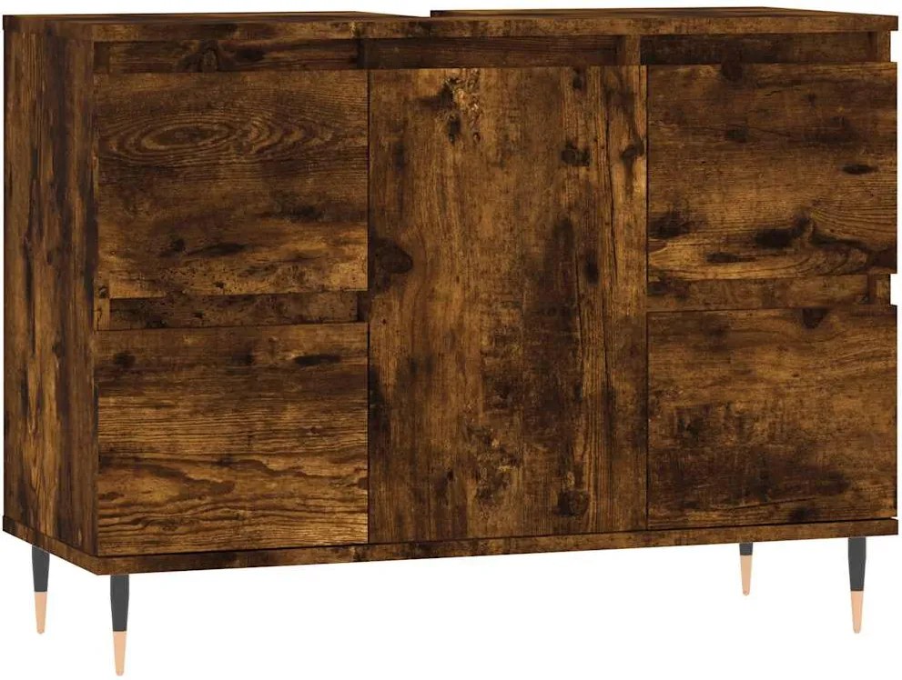 vidaXL Dulap pentru baie, stejar fumuriu, 80x33x60 cm, lemn compozit
