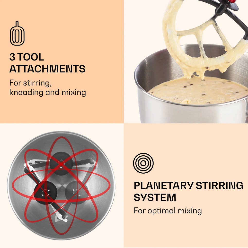 Klarstein Lucia, robot de bucătărie, 3 in 1, 1800 W / 2,7 PS, 5l, otel inoxidabil, fara BPA