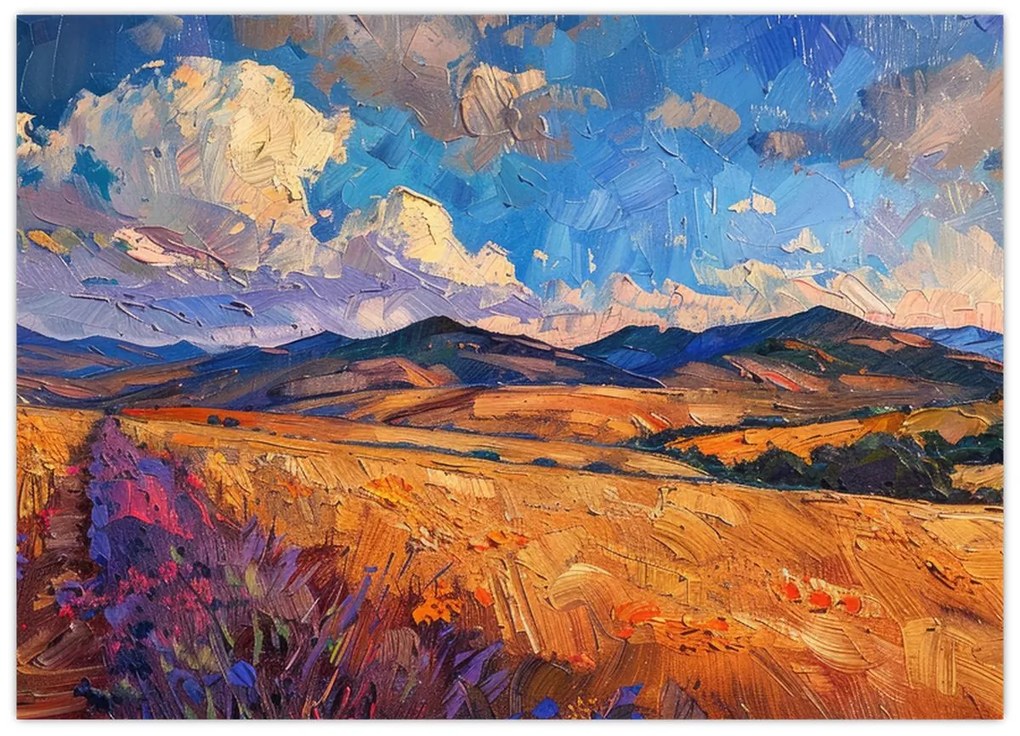 Tablou pe sticlă - Pictură în ulei de peisaj (70x50 cm)