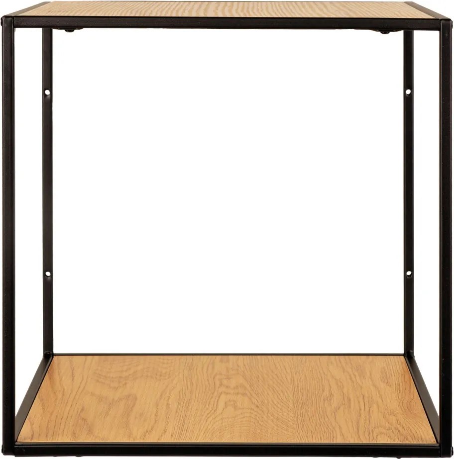 Raft de perete Vita, efect stejar, cadru negru 36x36x36 cm