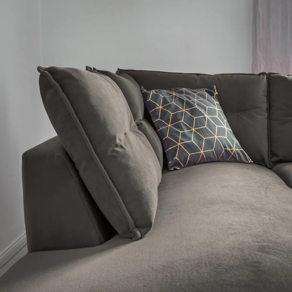 Colțar extensibil din catifea cu șezlong pe partea stângă Miuform Stylish Stan L, gri închis