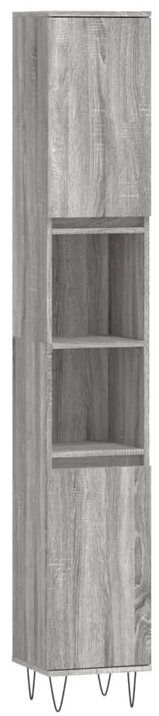 831538 vidaXL Dulap de baie, gri sonoma, 30x30x190 cm, lemn prelucrat