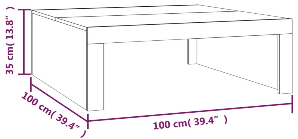 Masuta de cafea, stejar maro, 100x100x35 cm, lemn prelucrat 1, Stejar brun