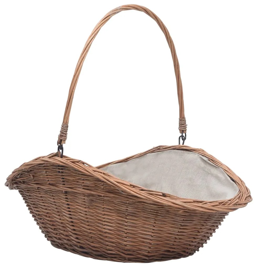 vidaXL Coș pentru lemne de foc cu mâner, natural, 60x44x55 cm, salcie
