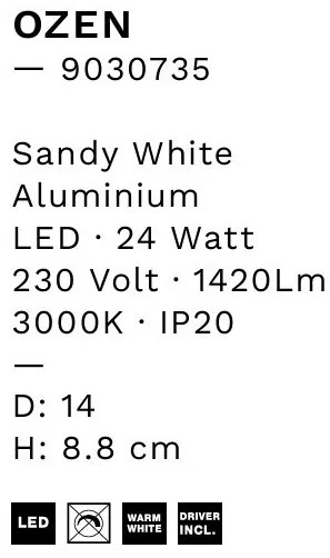Spot aplicat, Plafoniera LED Ozen alb, 14cm