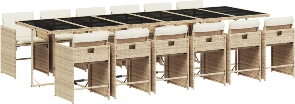 vidaXL Set mobilier de grădină cu perne, 13 piese, bej, poliratan
