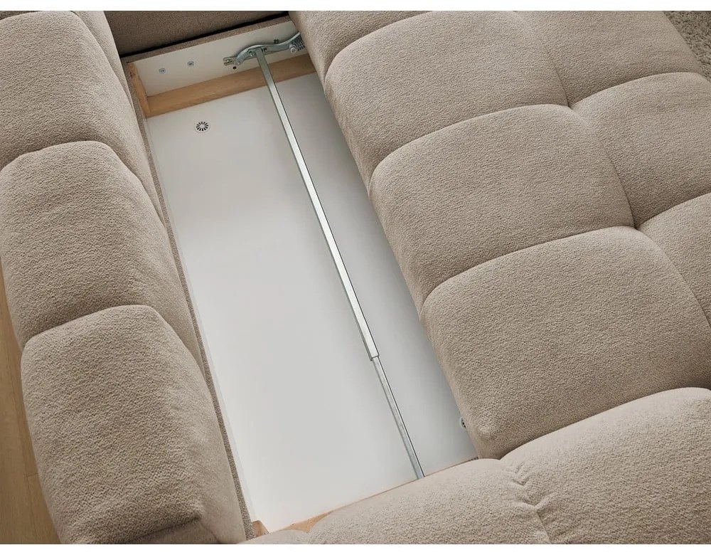 Colțar taupe extensibil/cu spațiu de depozitare cu tapițerie din chenille (cu colț pe partea dreaptă/în formă de ”L”) Everest – Bobochic Paris