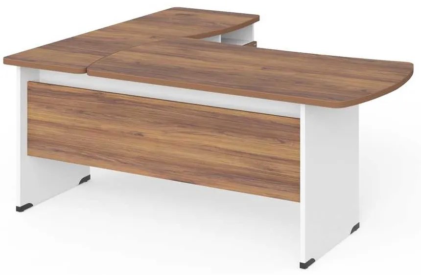 Statie de lucru de colt Manager 180 x 160 cm, dreapta, nuca warmia / alb