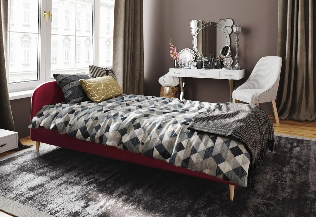 Supermobel Pat tapițat LOFT, 90x200, saltea din spumă itaka 39 + de lux + somieră