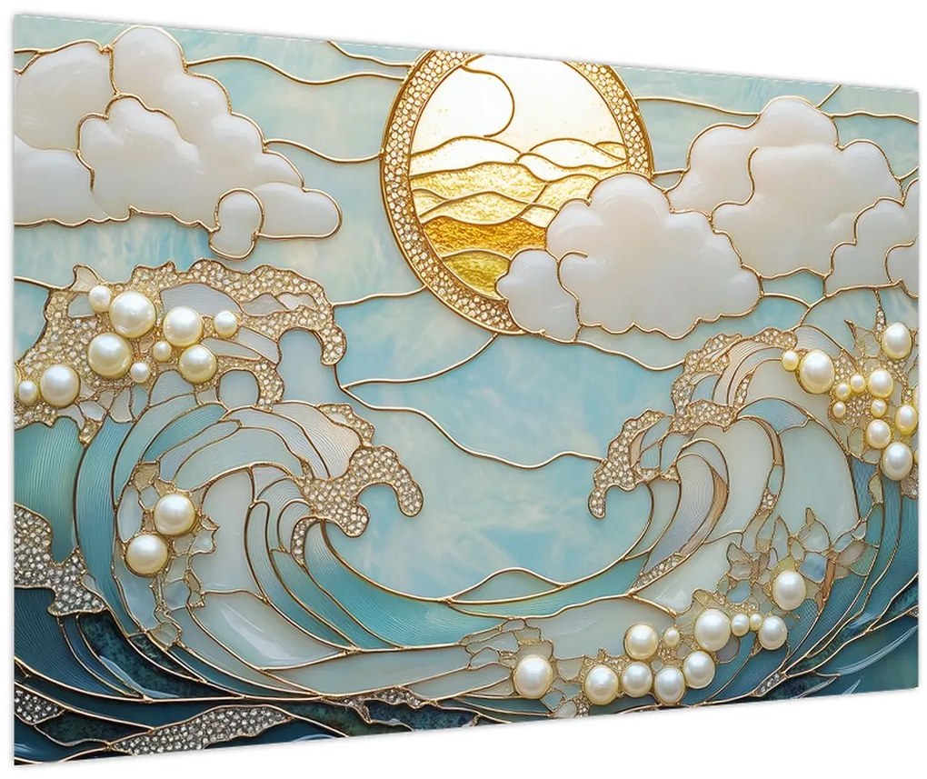 Tablou - Perle 3D în Ocean (90x60 cm)