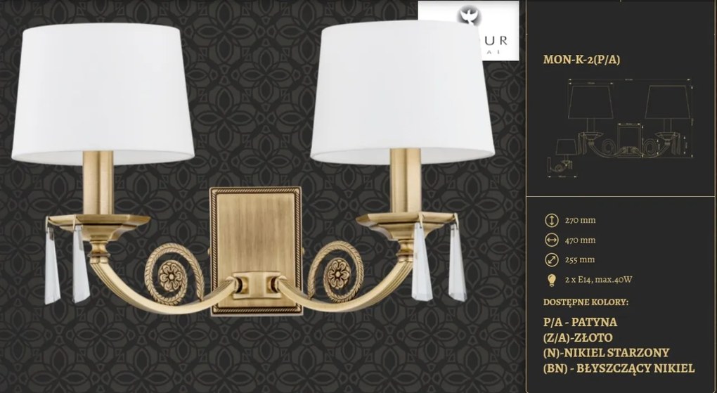 Aplica design clasic cristal Asfour Monza