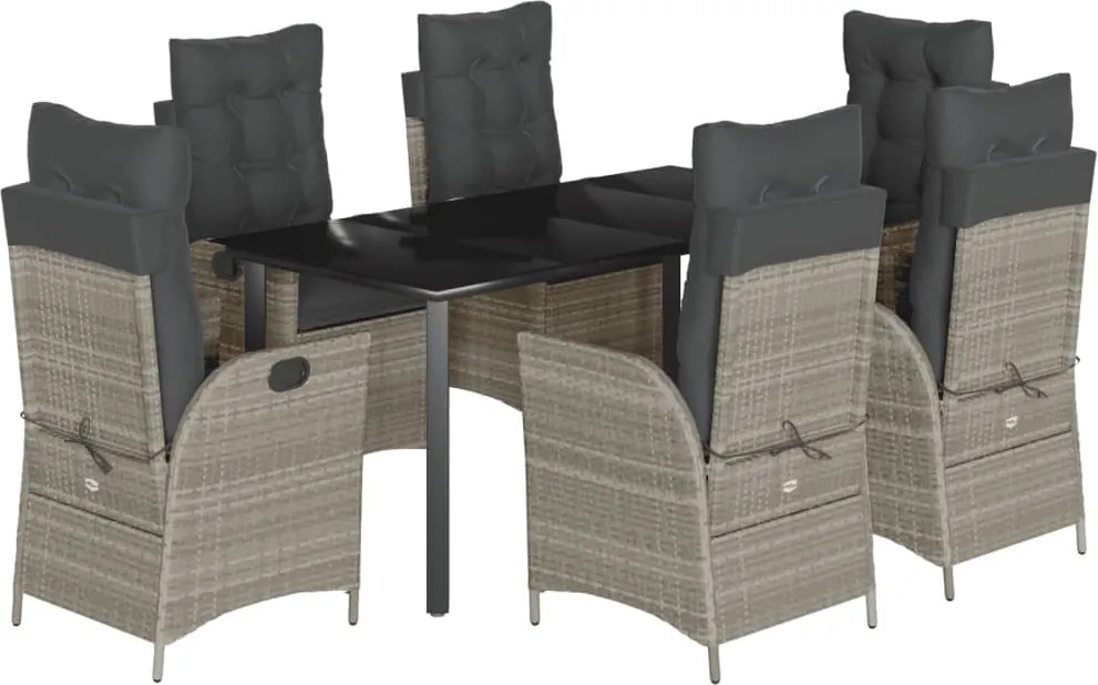 vidaXL Set mobilier de grădină cu perne, 7 piese gri deschis poliratan