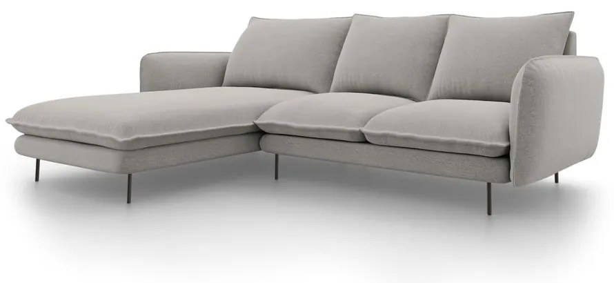 Colțar cu șezlong pe partea stângă Cosmopolitan Design Vienna, gri deschis