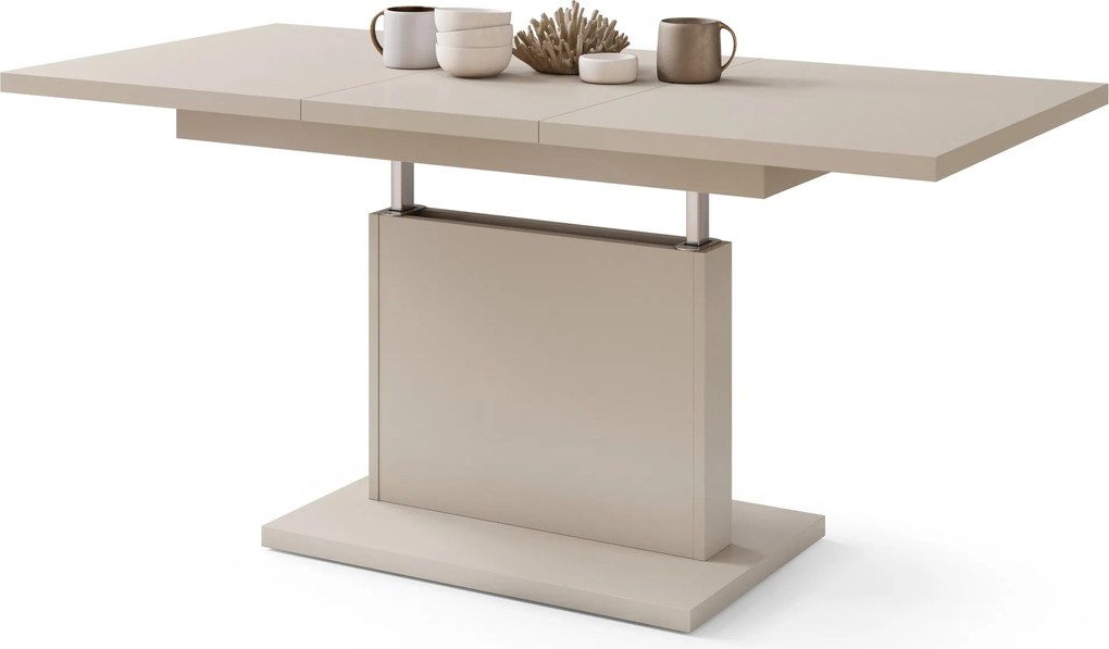 Mazzoni ASTON MINI Bej (Șampanie) - MĂSUȚĂ DE CAFEA MODERNĂ EXTENSIBILĂ REGLABILĂ PE ÎNĂLȚIME MASĂ TRANSFORMABILĂ