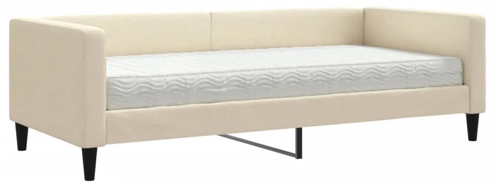 3196564 vidaXL Pat de zi cu saltea, crem, 90x200 cm, textil
