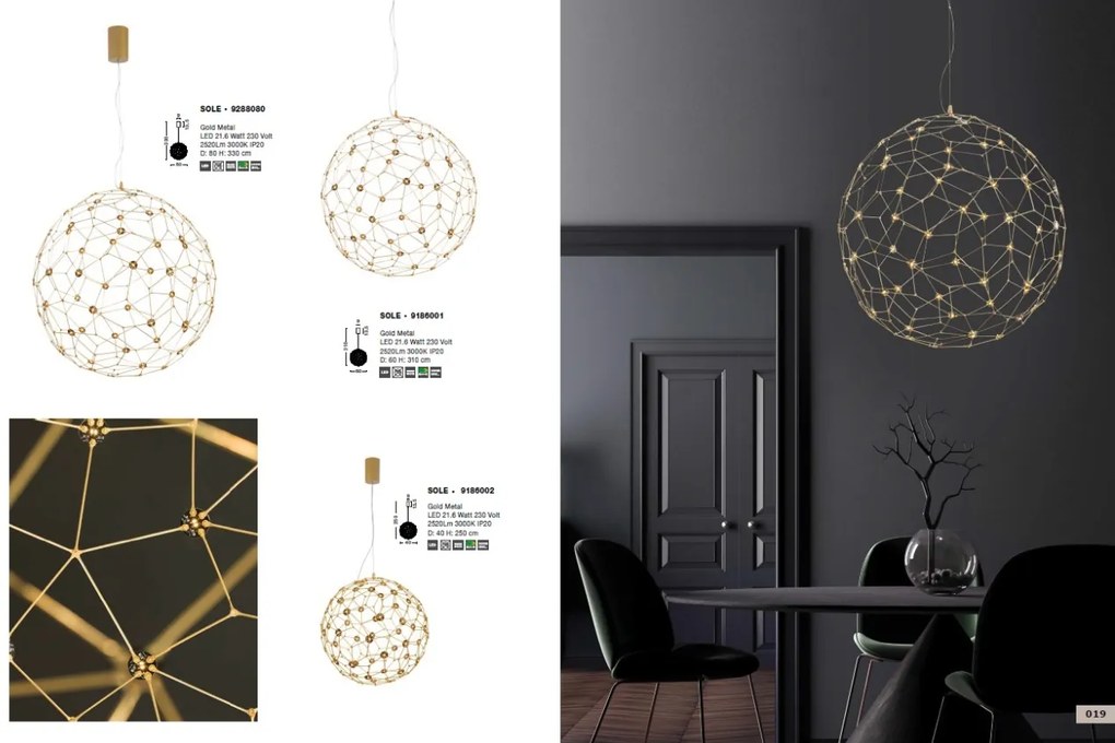 Lustra LED deosebita design modern SOLE, 40cm