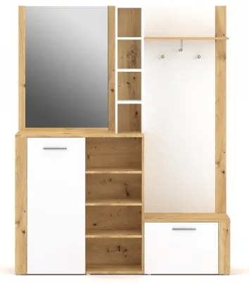 Panou pentru hol KEVIN cu oglindă, maro/alb