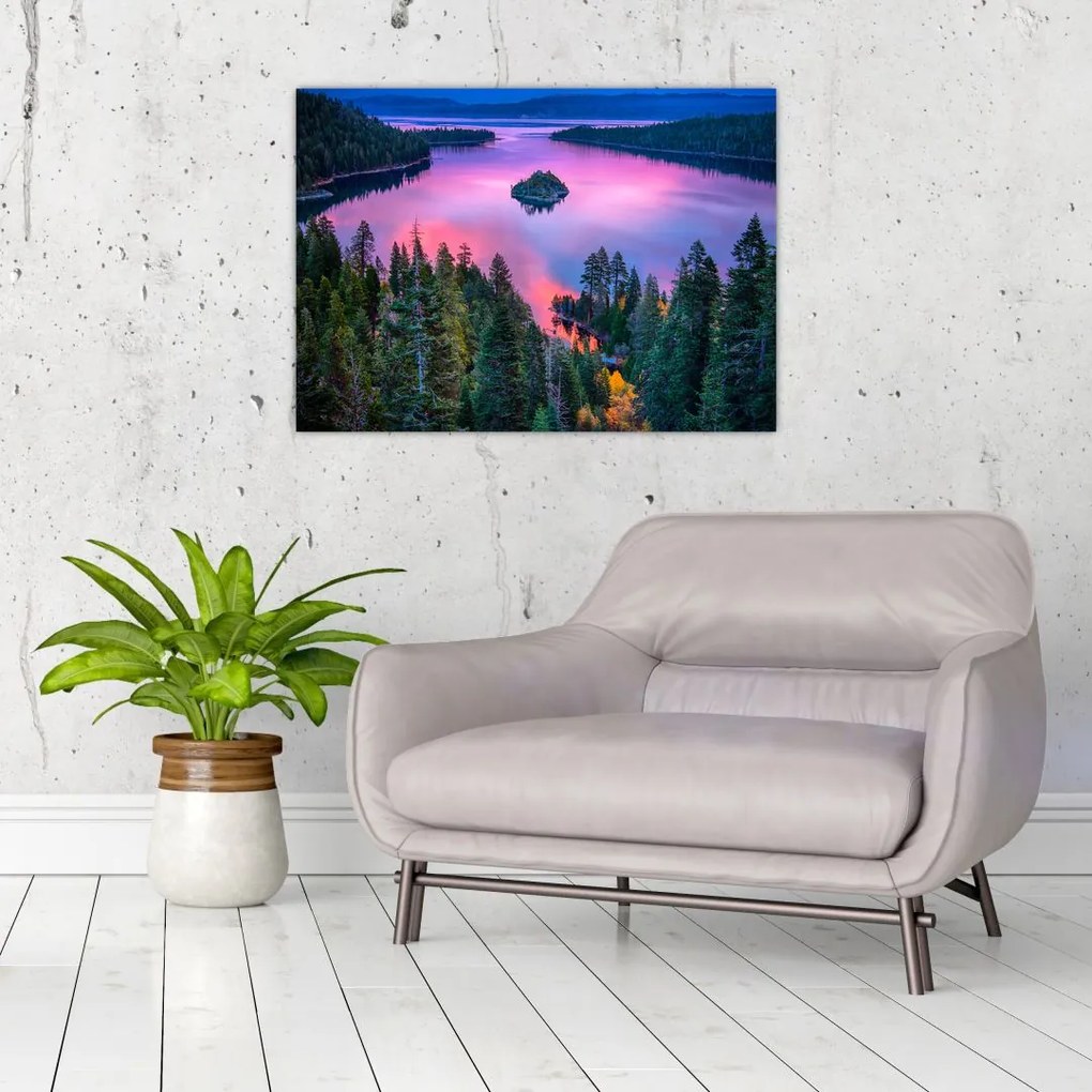 Tablou pe sticlă - Lacul Tahoe, Sierra Nevada, California, SUA (70x50 cm)