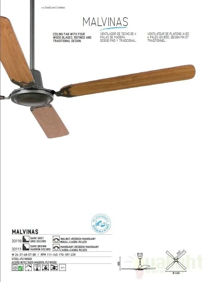 Ventilator cu regulator de perete, palete doua culori Malvinas 33111