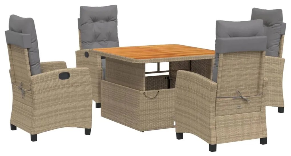 3277426 vidaXL Set mobilier de grădină cu perne, 5 piese, bej, poliratan