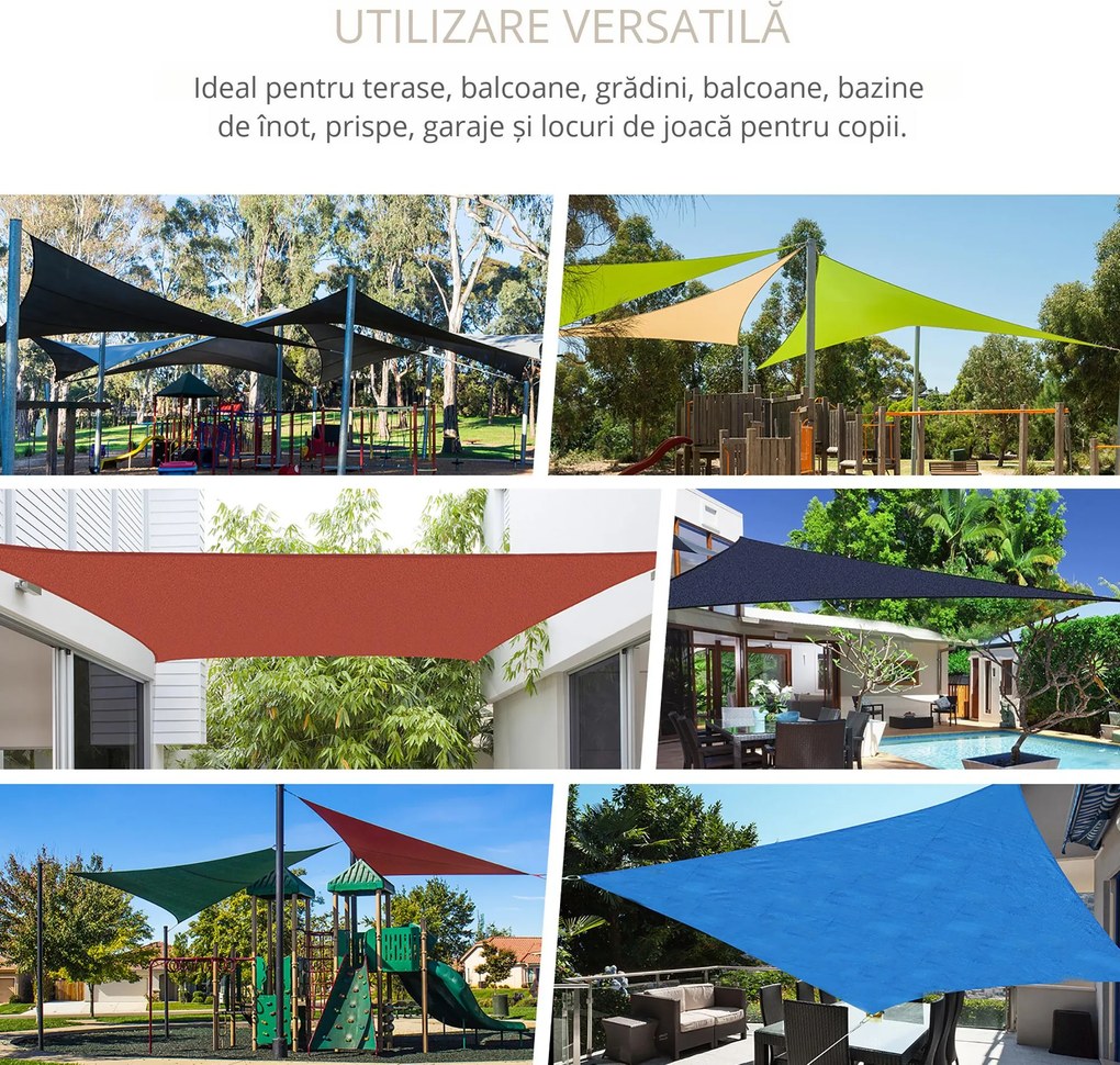 Outsunny Cort Parasolar Triunghiular, Protecție UV, Perfect pentru Spații Exterioare, Crem, 6x6x6m | Aosom Romania