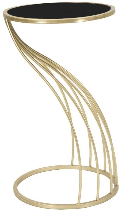 Masuta FLUSH , Metal Sticla, Negru Auriu, 35X60 cm