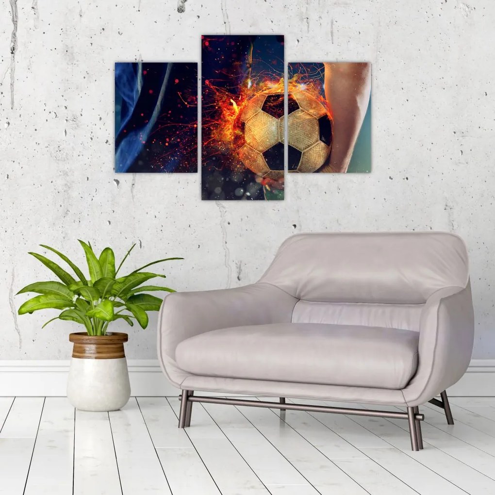 Tablou - Minge de fotbal în flăcări (90x60 cm)