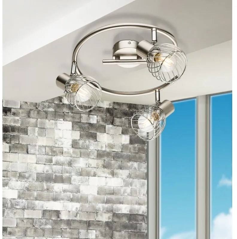 Plafoniera cu 3 spoturi design industrial TEXAS nichel, crom