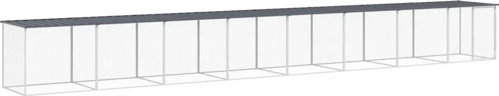 vidaXL Coteț pui cu acoperiș, antracit, 803x98x90 cm, oțel galvanizat