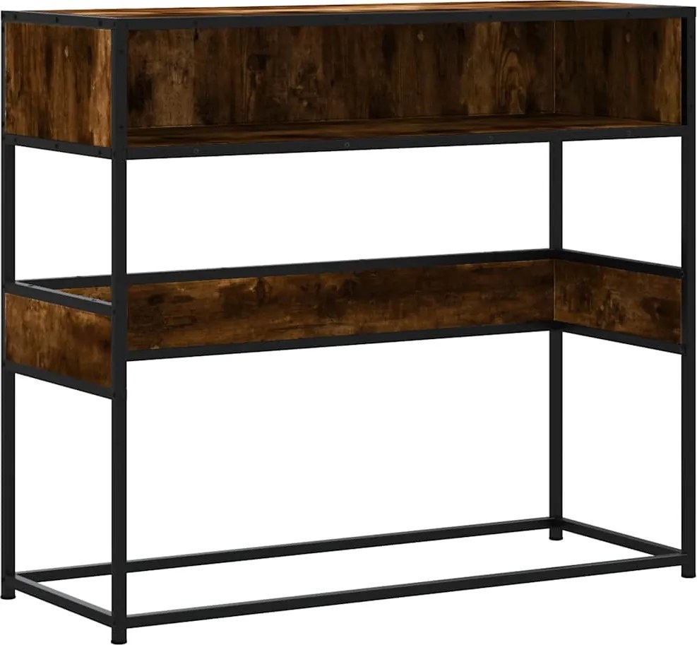 vidaXL Măsuță consolă, stejar fumuriu, 90x35x80 cm, lemn prelucrat