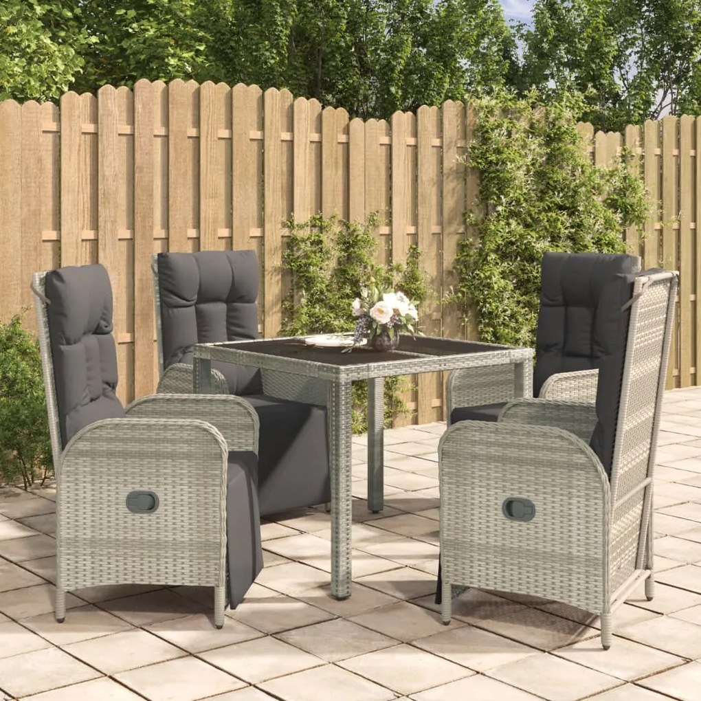 3185030 vidaXL Set mobilier de grădină cu perne, 5 piese, gri, poliratan