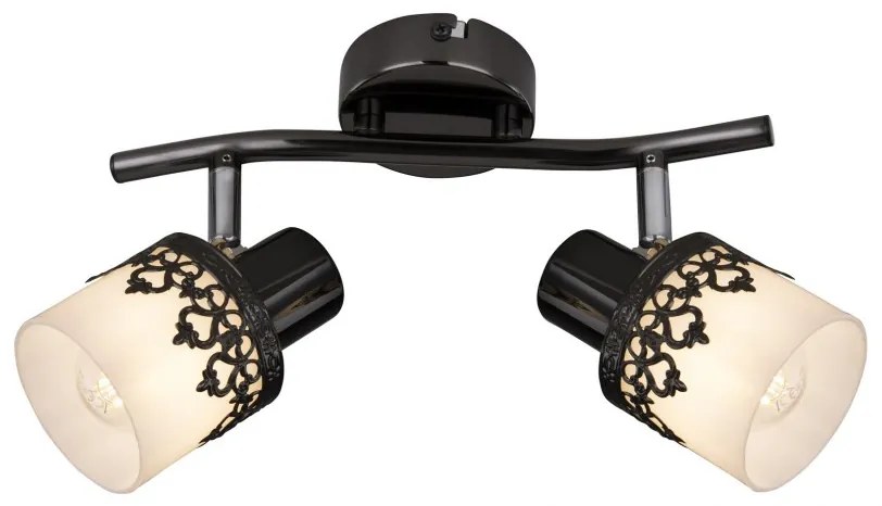 Aplica cu 2 spoturi design romantic LACEY negru/alb/crom 5342 RX