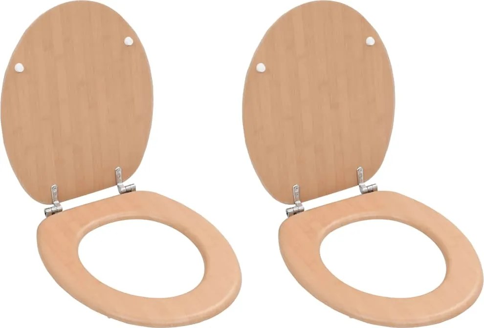 vidaXL Capace WC, 2 buc., MDF, model bambus