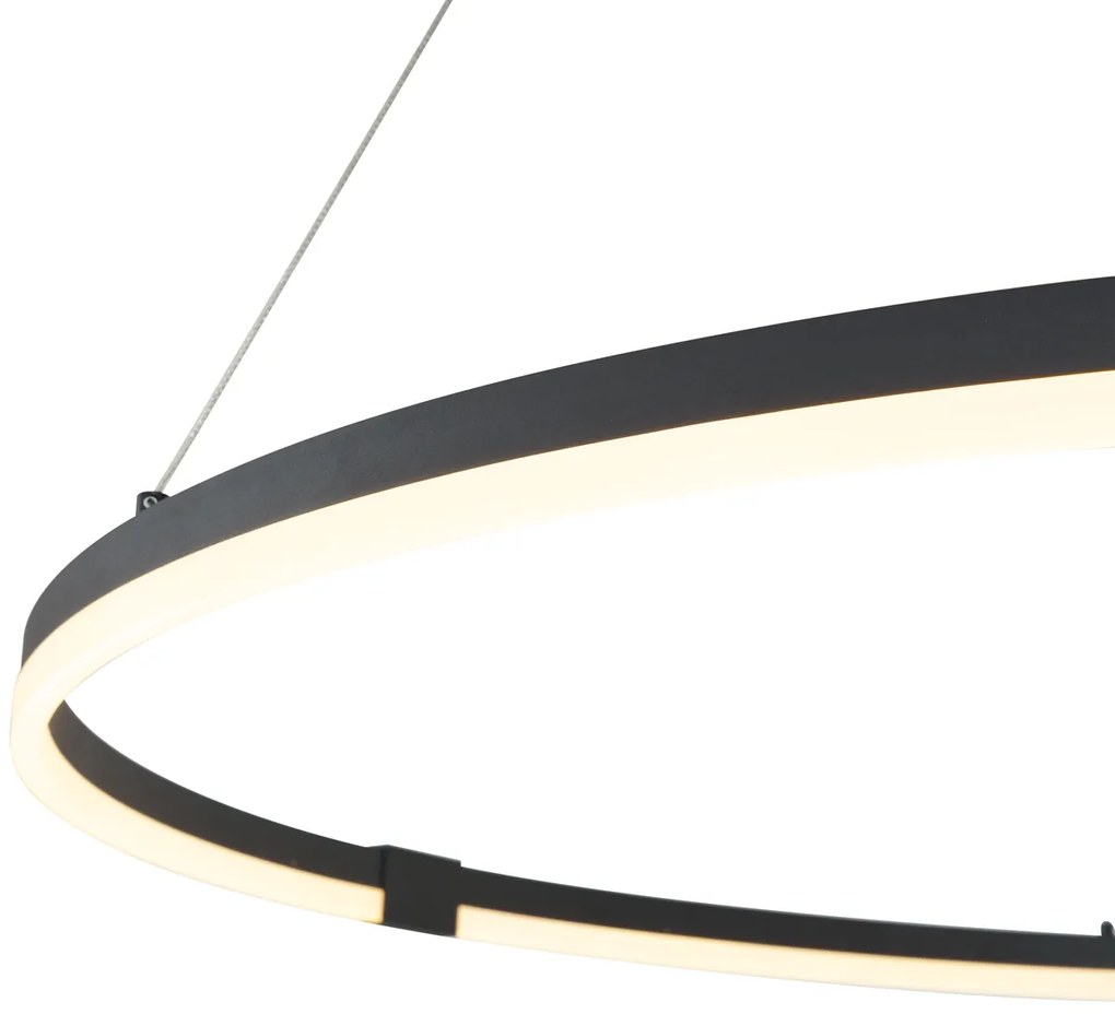 Lampă suspendată de design neagră 120cm incl. LED cu 3 trepte de intensitate luminoasă - Anello