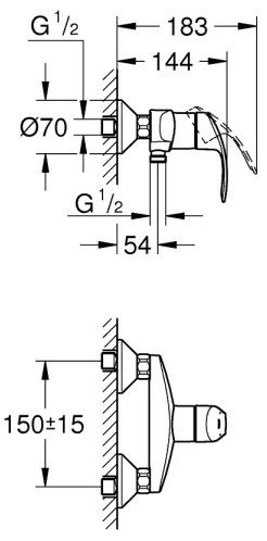 GROHE EUROSMART - baterie de duș DN 15, crom lucios 33555002